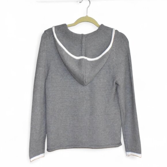 Joan Vass Long Sleeve Viscose Blend Pullover Hoodie Knit Sweater Top - Picture 2 of 10